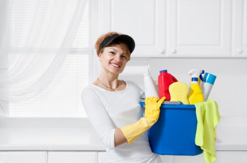 Bathroom deep cleaning with detailed scrubbing