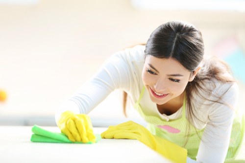 Property manager preparing for move out cleaning in a rental home
