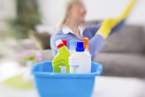 A clean office reception area maintained through regular cleaning