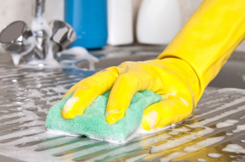 Move out cleaning in a bathroom with careful detailing