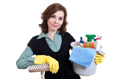 Janitorial team performing commercial cleaning services in a workplace